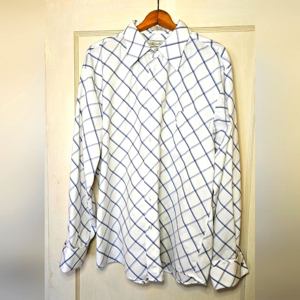 XL Eighty Eight brand men's blue & white striped long sleeved button-down shirt